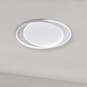 Stropné LED svetlo Evelyn, biele, dĺžka 55 cm, kov, Biela / opálová, Obývacia izba / jedáleň, Hliník, Moderný, Závesné svietidlo