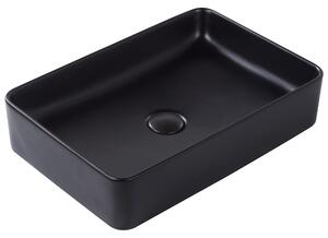 Umývadlo na dosku čierna keramika 51 x 34 cm matný povrch obdĺžnikový tvar moderný štýl kúpeľňa