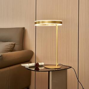 Stolná LED lampa Lucande Yekta, mosadzná farba, 59 cm, stmievateľná, Mosadz / zlato, Obývacia izba / jedáleň, kov, Dizajn, Stojacie svietidlo