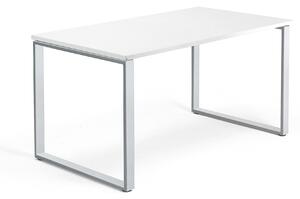 Kancelársky pracovný stôl MODULUS, O-rám, 1400x800 mm, biela/strieborná