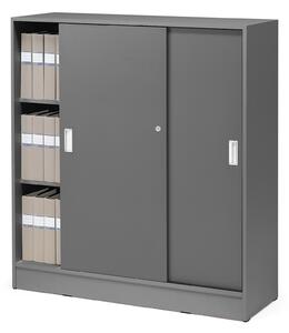 Kancelárska skriňa s posuvnými dverami Flexus, 1325x1200x415 mm, šedá