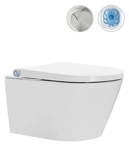 CERANO - WC závesné s integrovaným elektronickým bidetom Cronus Standard, Vortex Rimless 180 ° + UF sedátko - biela lesklá - 59,3x38,4 cm