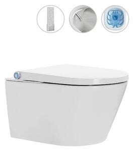 CERANO - WC závesné s integrovaným elektronickým bidetom Cronus Pro, Vortex Rimless 180° + UF sedátko - biela lesklá - 59,3x38,4 cm