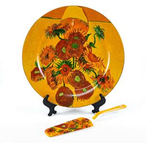 Servírovací tanier s lopatkou – Vincent van Gogh Slnečnice, 27 cm, darčekové balenie (*)