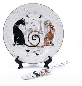 Servírovací tanier s lopatkou – Mačky, darčekové balenie, 27 cm (*)