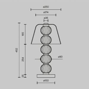 Stolová LED lampa AMULET, výška 45 cm, zlatá farba, kov/sklo, Mosadz / zlato, Obývacia izba / jedáleň, kov, Moderný, Stojacie svietidlo