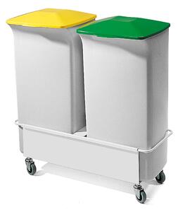 Odpadkový kôš na triedenie odpadu OLIVER, 2 x 40 L, vrátane vozíka