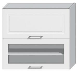 Kuchynská skrinka horná presklená OREIRO WS80GRF/2 SD, 80x72x28,8, popol/svetlo sivá