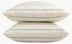 Obliečky na vankúše z bavlneného perkálu Cream + Olive Green Stripes, 2 ks