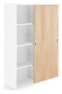 Kancelárska skriňa s posuvnými dverami MODULUS XL, 1600x1200 mm, biela / dub