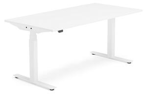 Výškovo nastaviteľný stôl MODULUS, T-rám, 1600x800 mm, biela/biela