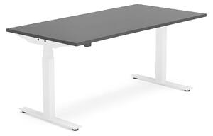 Výškovo nastaviteľný stôl MODULUS, T-rám, 1600x800 mm, čierna/biela