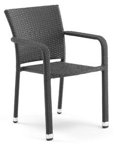 Záhradná stolička Aston, s opierkami rúk, stohovateľná, šedý ratan