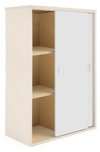 Kancelárska skriňa s posuvnými dverami MODULUS, 1200x800 mm, breza/biela