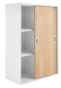 Kancelárska skriňa s posuvnými dverami MODULUS, 1200x800 mm, biela / dub