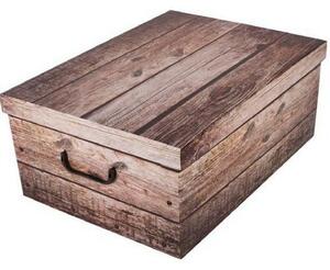 Úložný box s vekom Wood, sivá, 51 x 37 x 24 cm