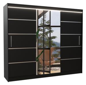 Posuvná skriňa so zrkadlom SALTO, 250x215x58, čierna