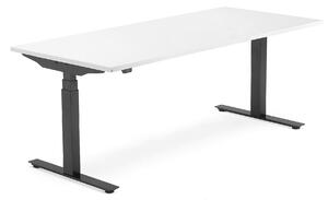 Výškovo nastaviteľný stôl MODULUS, T-rám, 1800x800 mm, biela/čierna
