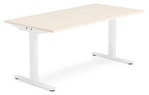 Kancelársky pracovný stôl MODULUS, T-rám, 1600x800 mm, breza/biela