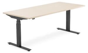 Výškovo nastaviteľný stôl MODULUS, T-rám, 1800x800 mm, breza/čierna