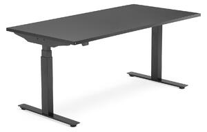 Výškovo nastaviteľný stôl MODULUS, T-rám, 1600x800 mm, čierna/čierna