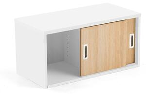 Kancelárska skriňa s posuvnými dverami MODULUS, 400x800 mm, biela / dub