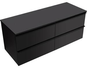 CERANO - Kúpeľňová skrinka Velora - čierna matná, úchytka čierna + doska pod umývadlo Navira Slim - 18 mm - 120x54, 8x46, 5 cm