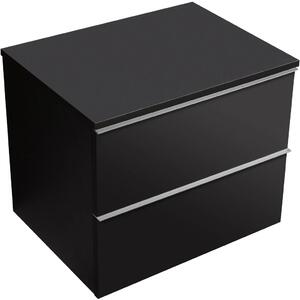 CERANO - Kúpeľňová skrinka Velora - čierna matná, úchytka chrómová + doska pod umývadlo Navira Slim - 18 mm - 60x54, 8x46, 5 cm