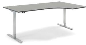 Výškovo nastaviteľný stôl FLEXUS, rohový, 2000x1200 mm, šedá
