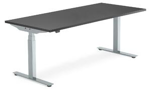 Výškovo nastaviteľný stôl MODULUS, T-rám, 1800x800 mm, čierna/strieborná