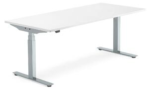Výškovo nastaviteľný stôl MODULUS, T-rám, 1800x800 mm, biela/strieborná