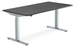 Výškovo nastaviteľný stôl MODULUS, T-rám, 1600x800 mm, čierna/strieborná