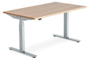 Výškovo nastaviteľný stôl MODULUS, T-rám, 1400x800 mm, dub/strieborná