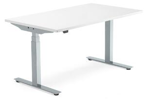 Výškovo nastaviteľný stôl MODULUS, T-rám, 1400x800 mm, biela/strieborná