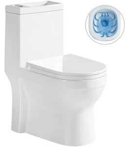 CERANO - WC kombi s umývadlom Hygisink, Rimless + UF sedátko - spodný / zadný odpad - biela lesklá - 71,5x36 cm