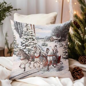Vianočná gobelínová obliečka na vankúš s lurexom 42x42 cm Chenille 6207 Farba Viacfarebná Rozmery 42x42 cm