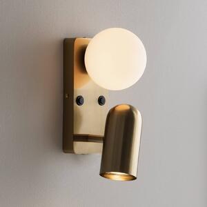 Globen Lighting Nástenné svetlo „Doppio“ v mosadznej farbe, výška 24 cm, 2-pl., Mosadz / zlato, Obývacia izba / jedáleň, kov, Škandinávsky, Nástenné svietidlo