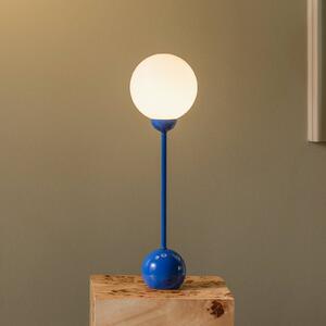 Globen Lighting Stolová lampa Ripley, modrá, výška 52 cm, železo/sklo, Modrá, Obývacia izba / jedáleň, kov, Dizajn, Stojacie svietidlo