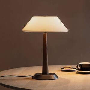Globen Lighting Stolová lampa Ligna, výška 39 cm, biela/bronzová/dubová, Hnedá / staromosadz, Obývacia izba / jedáleň, kov, Dizajn, Stojacie svietidlo