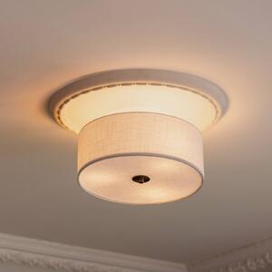 Globen Lighting Stropné svietidlo Noah, Ø 35 cm, biele, Biela / opálová, Obývacia izba / jedáleň, Textil / látka / hodváb, Škandinávsky, Stropné svetlo polkruhové s priestorom