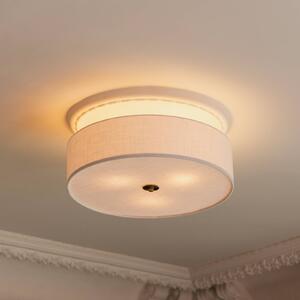 Globen Lighting Stropné svietidlo Noah, Ø 50 cm, biele, Biela / opálová, Obývacia izba / jedáleň, Textil / látka / hodváb, Škandinávsky, Stropné svetlo polkruhové s priestorom