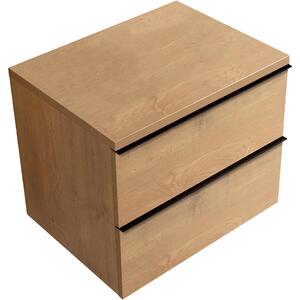CERANO - Kúpeľňová skrinka Velora - dub medový, úchytka čierna + doska pod umývadlo Navira Pro - 36 mm - 60x56, 6x46, 5 cm