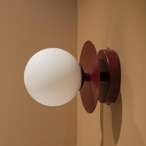 Globen Lighting Nástenné svetlo ART DECO bordová/biela Ø 16 cm IP44, Červená, Obývacia izba / jedáleň, Sklo, Škandinávsky, Nástenné svietidlo