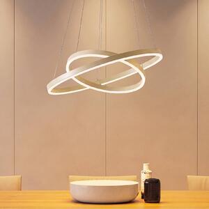 Arcchio LED závesné svietidlo Albiona, béžové, 2 krúžky, Ø 60 cm, Krémová / jantárovo žltá, Kuchyňa, kov, Moderný, Závesné svietidlo
