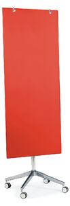 Mobilná sklenená magnetická tabuľa STELLA, 650x1575 mm, svetločervená