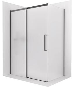 CERANO - Sprchovací kút Lantono - ľavá - 8 mm - Soft-Close - čierna matná, mliečne sklo - 100x70 cm - posuvný