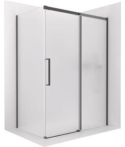 CERANO - Sprchovací kút Lantono - pravá - 8 mm - Soft-Close - čierna matná, mliečne sklo - 100x70 cm - posuvný