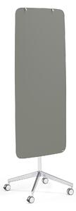 Sklenená magnetická tabuľa STELLA, so zaoblenými rohmi, s kolieskami, šedá