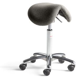 Sedlová kancelárska stolička DERBY FLEX, šedo-béžová tkanina