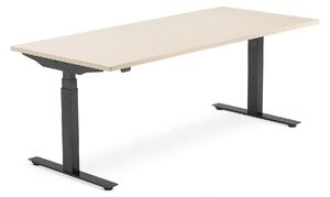 Výškovo nastaviteľný stôl MODULUS SMART, 1800x800 mm, čierna, breza